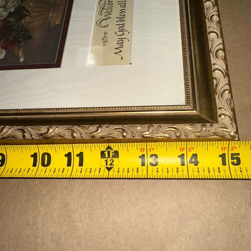 Glenda Turley 94” Welcome sign Gold Framed Floral Art Print